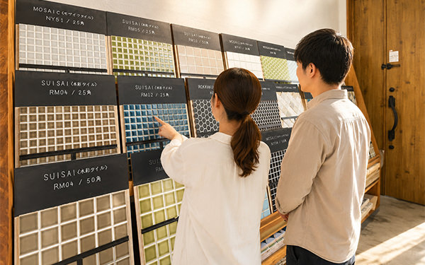 ショールームに展示された素材とアイデア